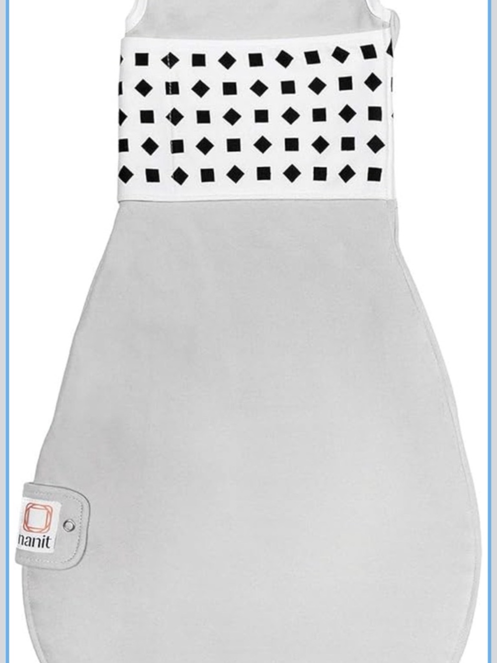 Nanit Baby Sleep Sack - Light Gray with Black Geometric Band